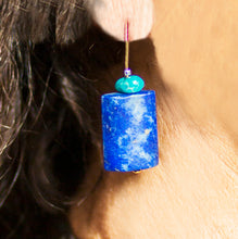 Load image into Gallery viewer, Lapis Lazuli and NM Turquoise 14K Gold Filled Wire Earrings