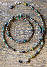 Load image into Gallery viewer, Turquoise Silver Glass Beaded Chain Eyeglass Holder + Lanyard +Necklace