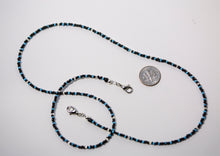 Load image into Gallery viewer, Turquoise · Picture Jasper · Onyx · Silver lined Glass Beaded Lanyard Face Mask Holder + Eyeglass Holder