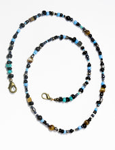 Load image into Gallery viewer, Turquoise · Picture Jasper · Onyx · Silver lined Glass Beaded Lanyard Face Mask Holder + Eyeglass Holder