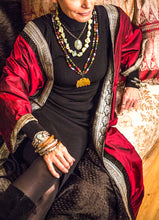 Load image into Gallery viewer, Vintage Brass Necklace with Green Leopard Skin Jasper Bead drop