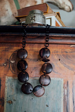 Load image into Gallery viewer, Modern Wood Disc Beaded with Horn Chain Necklace
