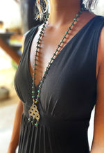 Load image into Gallery viewer, Turquoise and Brass Ethnic Long Necklace