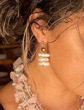 Load image into Gallery viewer, Freshwater Biwa Stick Pearls with Turquoise Rondelle Beaded Earrings
