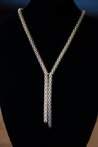 Mod Gold Toned Rope Bolo Style Necklace