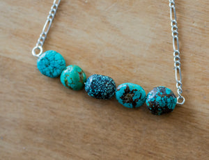 Turquoise • Quartz Sterling Silver Bar necklaces