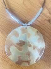 Load image into Gallery viewer, Abalone Shell Sterling Silver Hammered Bar Leather Necklace