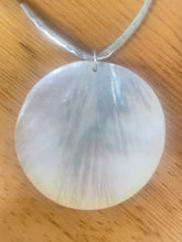 Load image into Gallery viewer, Abalone Shell Sterling Silver Hammered Bar Leather Necklace