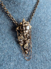 Load image into Gallery viewer, victorian inspired necklace on a blue fabric background
