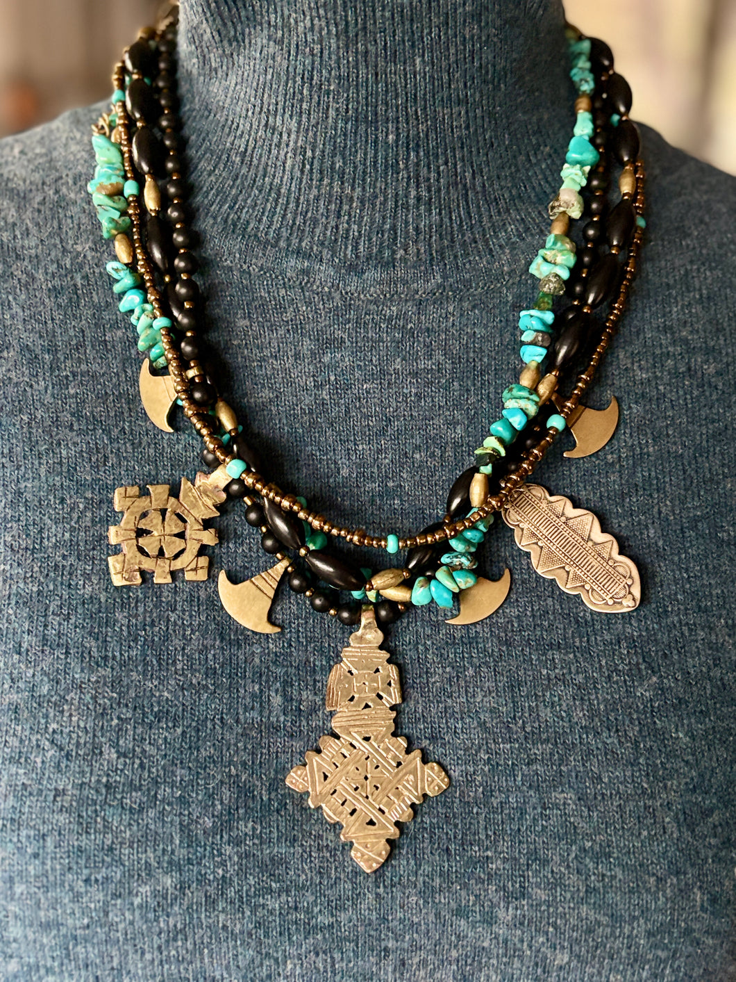 Multi Strand Beaded Ethnic Necklace