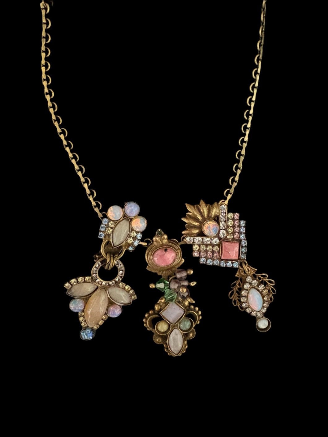 Victorian Edwardian Inspired Three Pendant Necklace