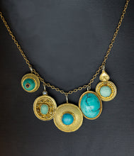 Load image into Gallery viewer, 22K Gold Vermeil Turquoise Charm Necklace