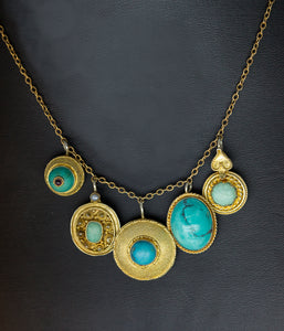 22K Gold Vermeil Turquoise Charm Necklace