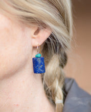 Load image into Gallery viewer, Lapis Lazuli and NM Turquoise 14K Gold Filled Wire Earrings