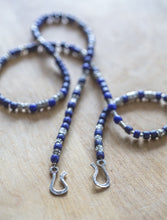Load image into Gallery viewer, Vintage African blue glass Sterling Silver Beads Eyeglass Holder  + Necklace