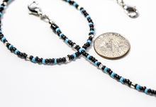Load image into Gallery viewer, Turquoise · Picture Jasper · Onyx · Silver lined Glass Beaded Lanyard Face Mask Holder + Eyeglass Holder