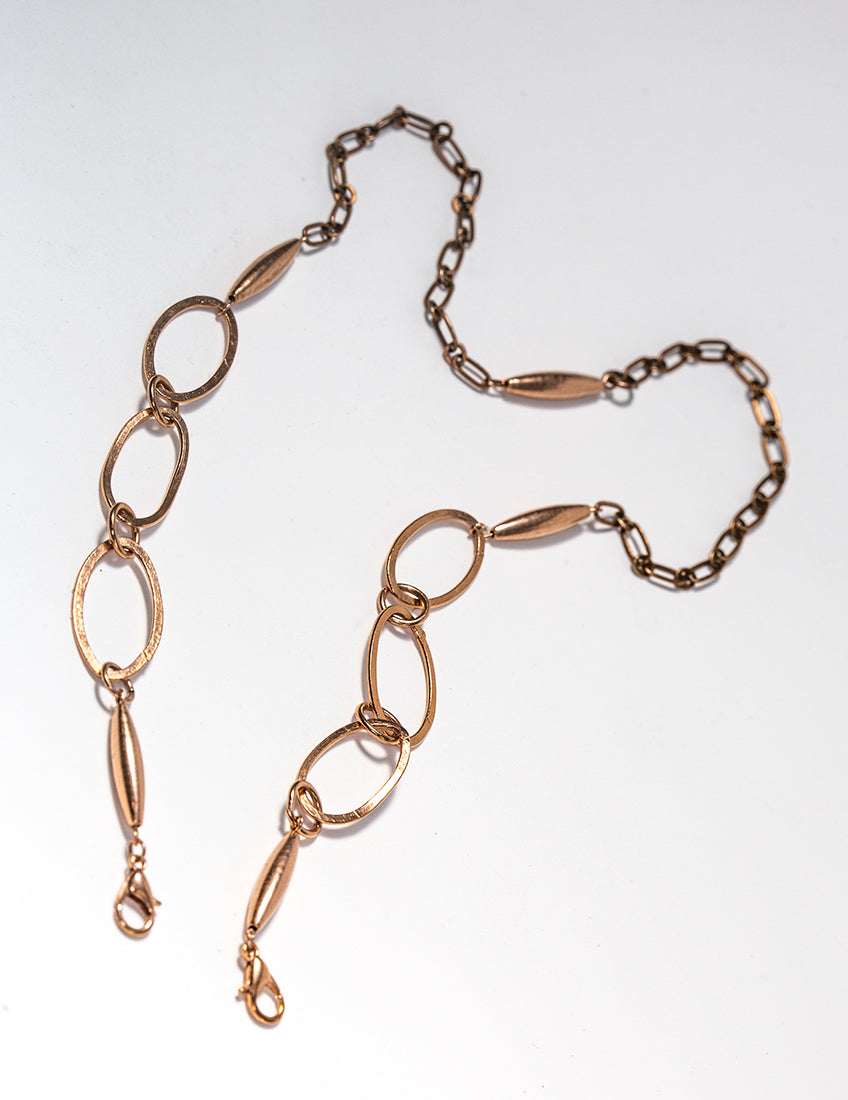 Copper Chain Link Face Mask Holder + Lanyard + Eyeglass Holder