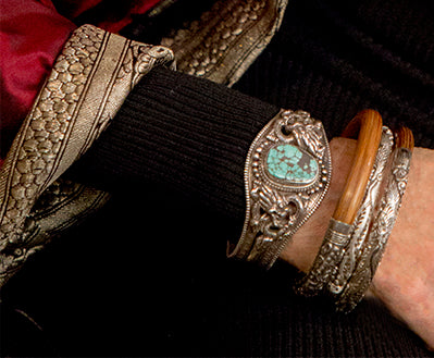 Nepalese Silver + Turquoise Cuff Bracelets