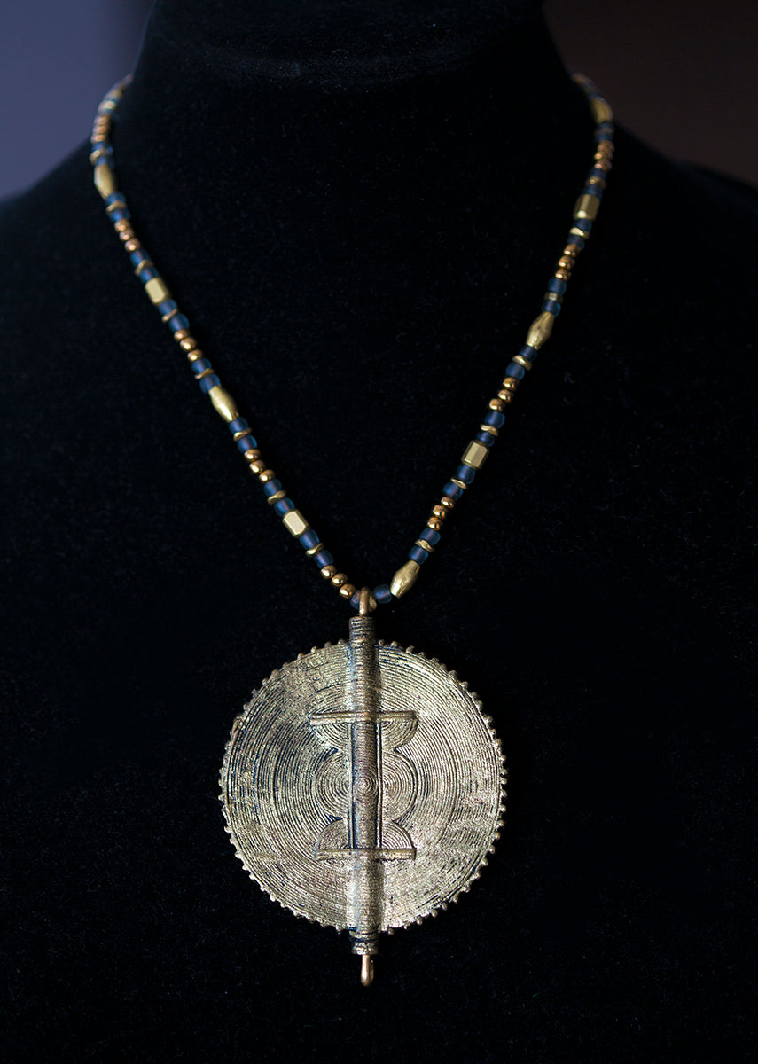 Brass Ethnic Sun Beaded Necklace