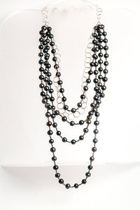 Black Freshwater Pearl and Sterling Silver Necklace