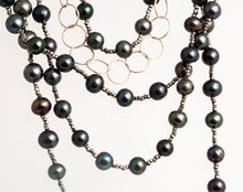 Load image into Gallery viewer, Black Freshwater Pearl and Sterling Silver Necklace