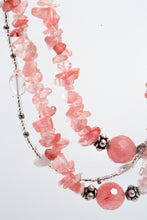 Load image into Gallery viewer, Rose Quartz + Sterling Silver 3 Strand Necklace