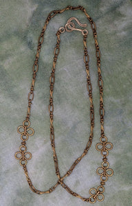 Vintage Brass Daisy Chain Variable Length Necklace
