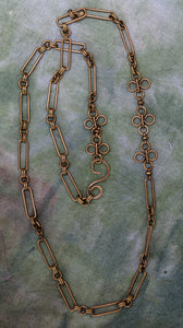 Vintage Brass Chain Necklace Variable Length