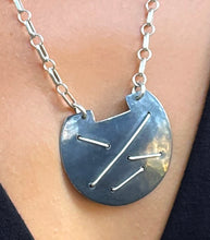 Load image into Gallery viewer, Sterling Silver Oxidized Pendant and Square Rolo Chain Necklace