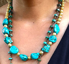 Load image into Gallery viewer, Turquoise and Gold Vermeil Chunky Necklace