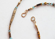 Load image into Gallery viewer, Tribal Brass and Recycled Glass Beaded Long Necklace