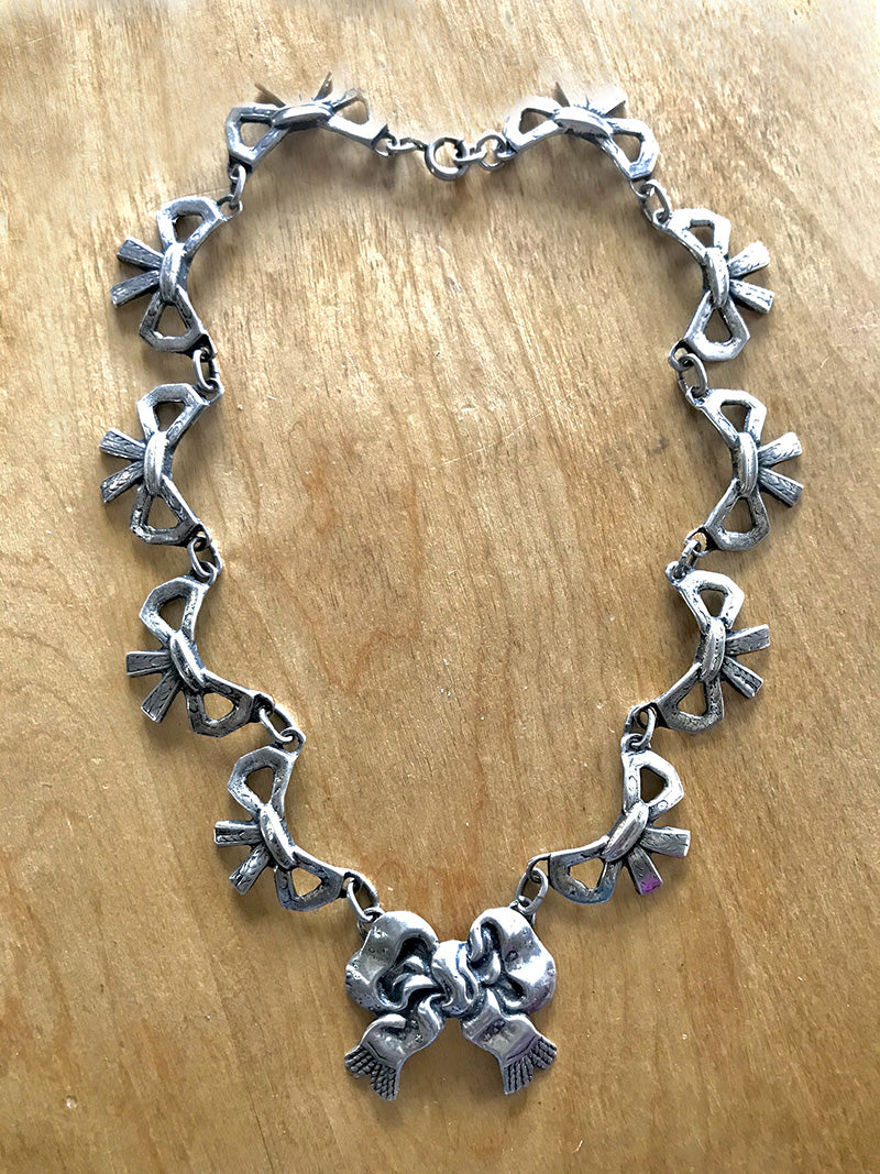 Vintage Sterling Silver Taxco linked choker necklace