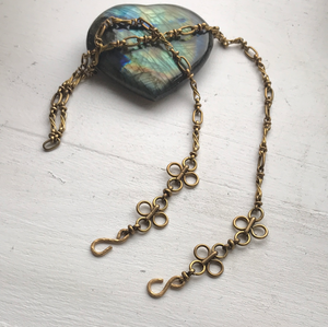 Vintage brass chain face mask + eyeglass holder and