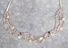 Load image into Gallery viewer, Multi-Strand Rose Quartz•Pearl•Sterling Silver•Link Chain Necklace
