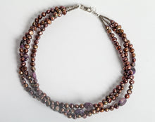 Load image into Gallery viewer, Multi-Strand Freshwater Pearl + Amethyst Necklace