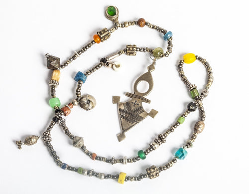 Talisman Century Old Beaded Necklace with Tuareg Berber Pendant