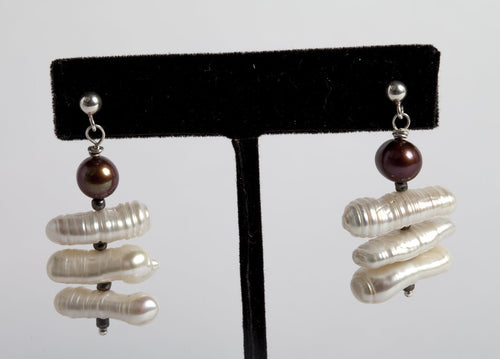 Freshwater Biwa Stick Pearl Earrings